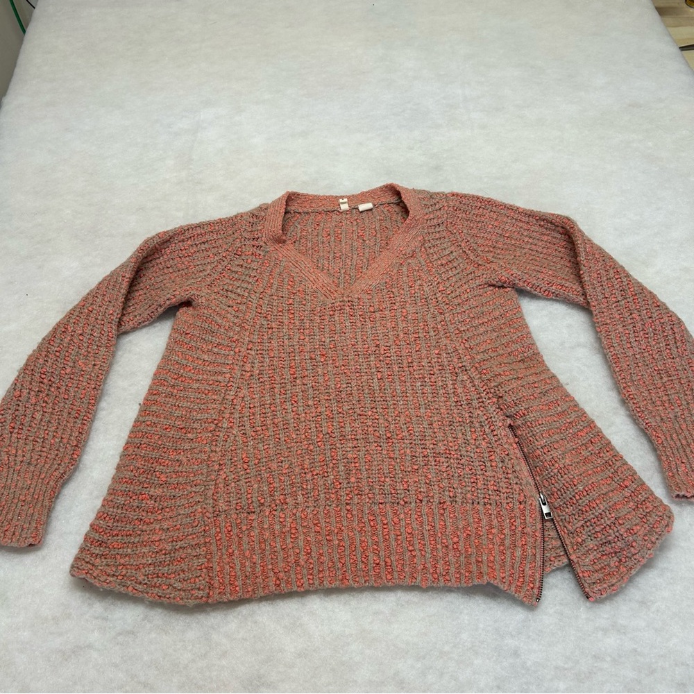 Moth Anthropologie Womens Alpaca Blend Sweater Side Zip Chunky Oversized Medium